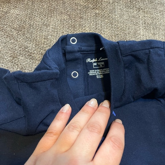NWT Polo Ralph Lauren Navy Baby Romper /Onesie- Size 9 Months - Picture 3 of 4